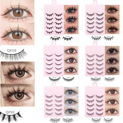 5 Paare Manga Wimpern Anime Cosplay Segmentierte Falsche Wimpern Mode Katze Elfenwimpern Wome