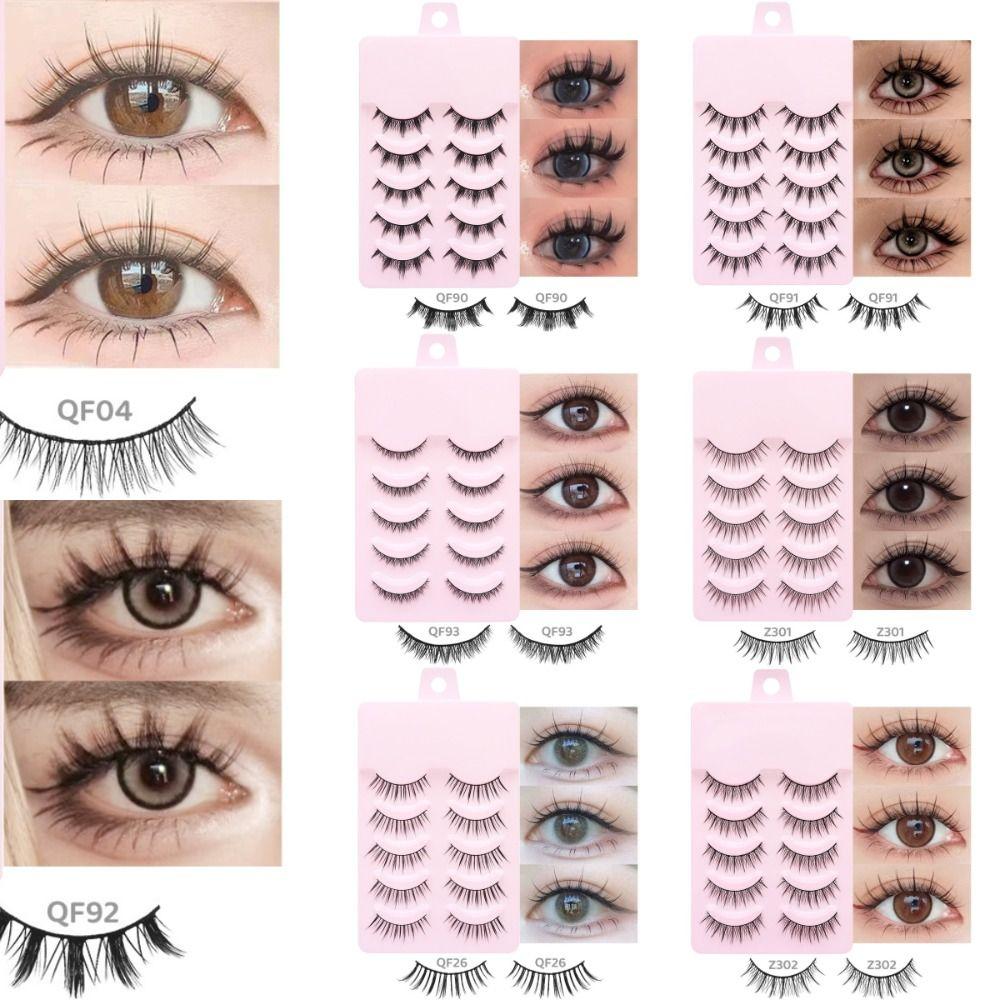 5 Pairs Faux Mink Lashes Multiple Styles 3D False Eyelashes Popular Manga Lashes  Wome
