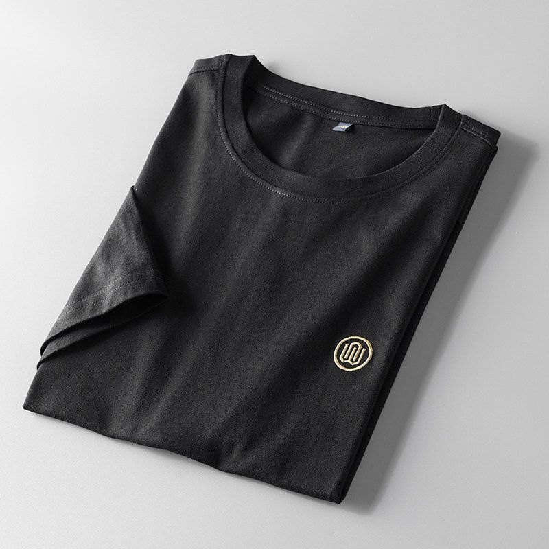 First-Line Big Brand Cut Label T-Shirt Men's Short Sleeve Pure Cotton Embroidery Summer Export Original Tail Single Export Half Sleeve Top T-shirt