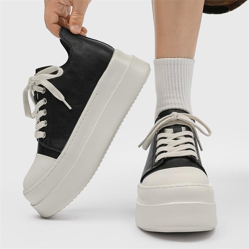 FDCP Marke Europäische und amerikanische trendige Schuhe Schnür-Freizeit-Board-Schuhe dicke Sohle, dieser große fette Schuh hat eine innere Höhenerhöhung von G008 schwarz -J