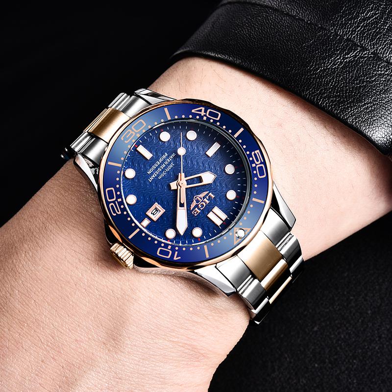 LIGE Top Brand Luxury Watch For Men Stainless Steel Waterproof Clock Sport Watches Mens Quartz Wristwatch Relogio Masculino