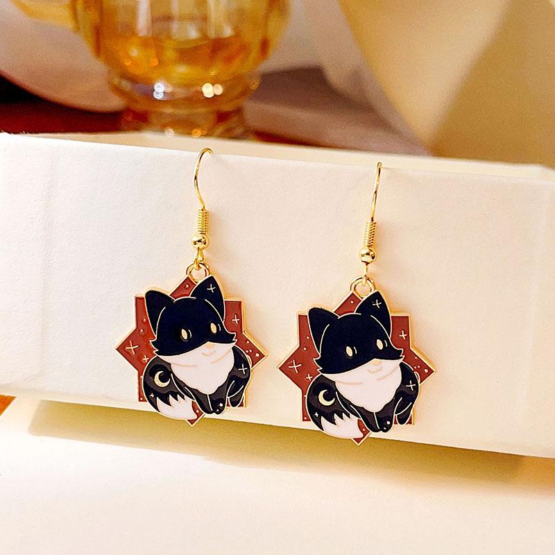 Fashion Cute Fox Koi Cat Rabbit Earrings for Women Girls Sweet Cartoon Enamel Painted Animal Earrings Jewelry Gift