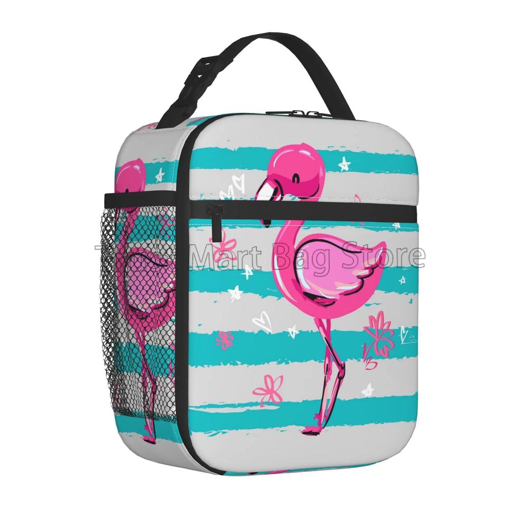 Sac à lunch animal Flamant Rose pour Femmes Filles Portable Réutilisable Thermique Refroidisseur Sac Tote Lunch pour École Bureau Pique-nique en Plein Air