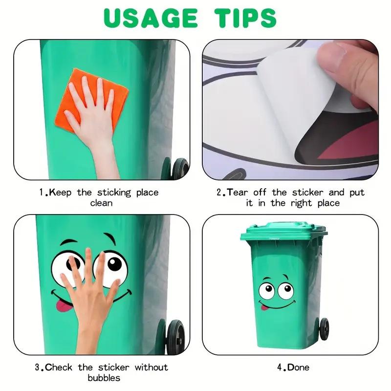 4 sheets/Set Cartoon Face Stickers,Self-Adhesive, Plastic Surface Compatible,Home Decoration Suitable for Trash Can, oilet Decor