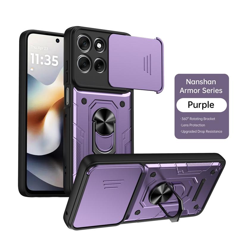 Funda For Motorola Signature Case Slide Camera Armor Cover For Moto Edge 50 60 70 Fusion Pro Magnetic Ring Holder Stand Coque