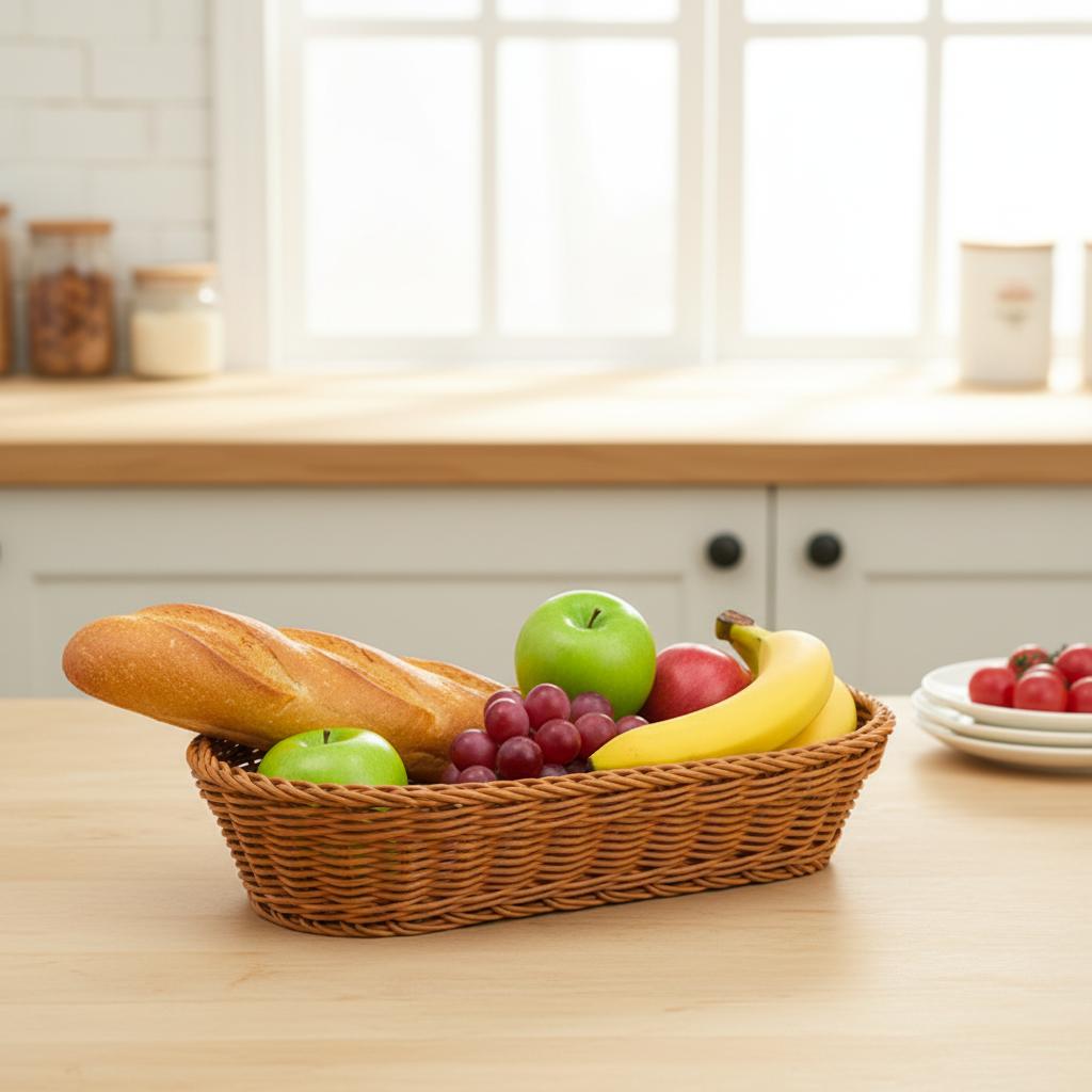 Wicker Storage Basket For Bread Vegetable Fruit Natural Look Organizer