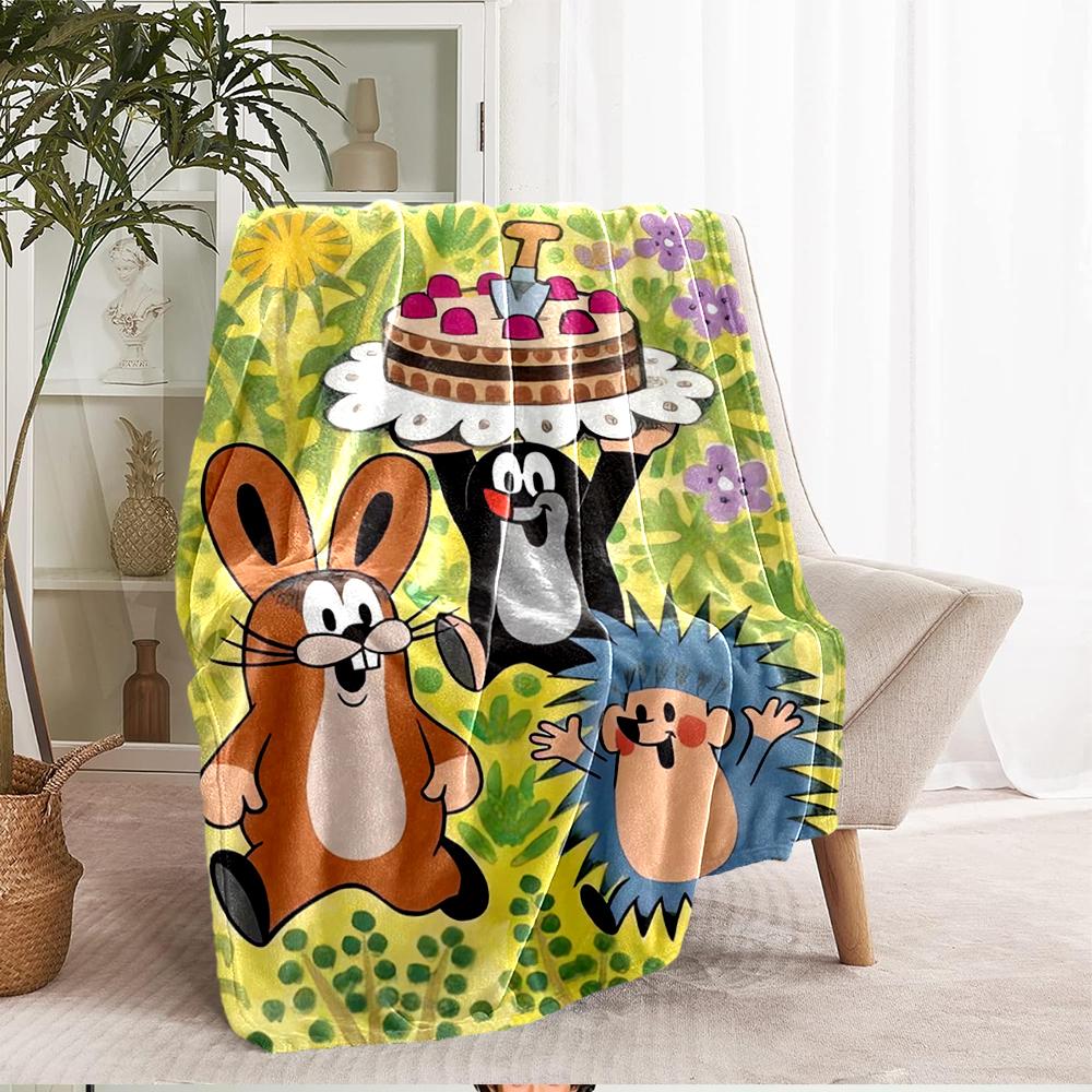 Krtek Theme Printed Blanket - Perfect for Couch, Bed, Travel & Outdoor Use | Machine Washable, Cozy & Durable.