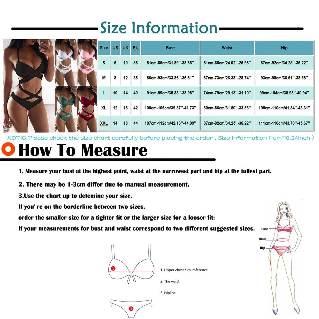 Women Sexy Bikini Set Solid Color Cross Strap Two Piece Swimsuit Beachwear Swimwear for Summer Pool Party