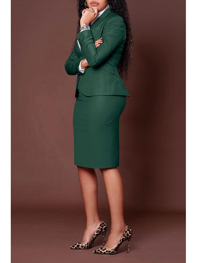 Conjunto de Blazer de Manga Larga y Falda de Moda Europea y Americana para Mujer 2025