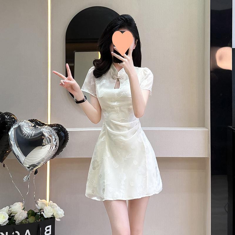 Small High-end Jacquard Improved Cheongsam Women's Waist A Character Temperament Design Sense New Chinese Style Dress
