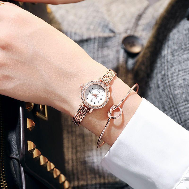 Japanese Simple Bracelet Watch Female Student Lady Exquisite Diamond Set Casual Trend Quartz Watch