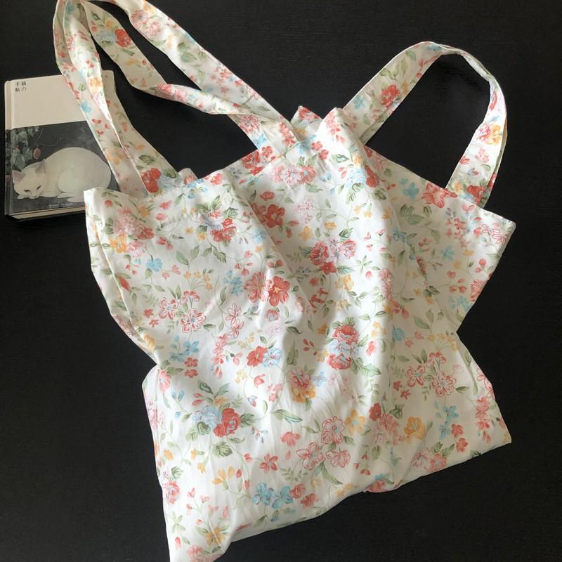 2021 New Poplin Cotton Thin Shoulder Bag Handbag Azalea Flower Floral