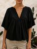 Women Casual Fashion Versatile V Neck Solid Color Shirt