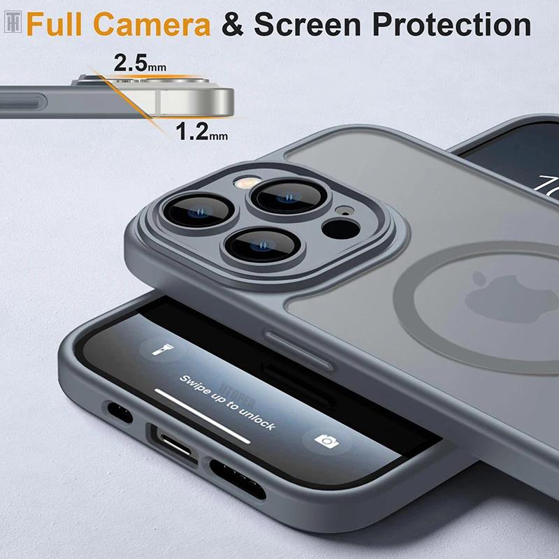 Luxury Antiskid Hard PC Matte Case For iPhone 15 14 13 12 11 Pro Max Plus  Full Lens Protect Magsafe Magnetic Translucent Cover