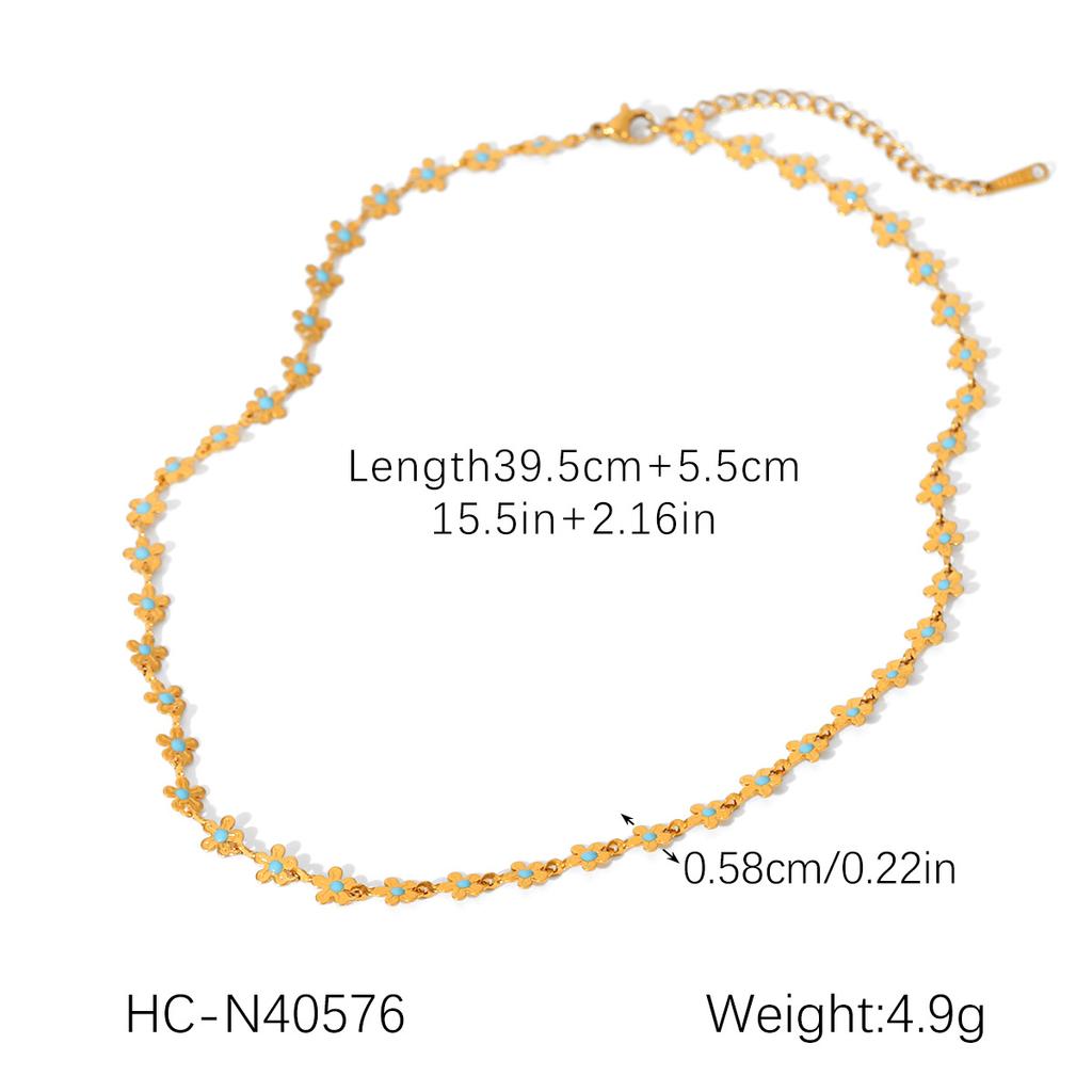 Stainless steel flower oil drop necklace, stylish titanium steel bracelet, non-fading jewelry