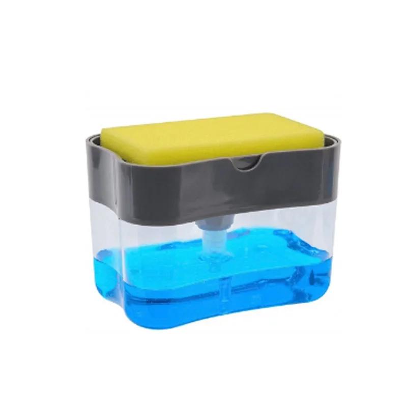 

Автоматический дозатор мыла Бутылка для жидкого мыла Кухонная губка Диспенсер для мыла Диспенсер для губки для кухни Ручной дозатор мыла серый