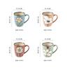 Vintage Floral Ceramic Water Mugs,12oz Hand-painted Coffee Mugs with Handle, Microwave & Dishwasher Safe