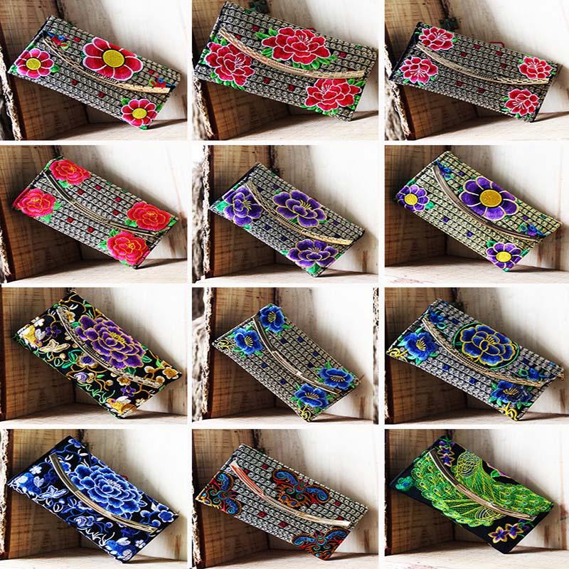 Luxurious Women Ethnic National Flower Bags Handbag Embroidered Clutch Small Flap