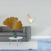 Wrought Iron Ginkgo Leaves Crystal Ball Sculpture Metal Figurine Wall Mounted Abstract Ornament