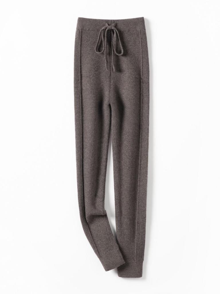 High-Waisted Cashmere Knit Leggings: Soft, Ribbed, Tummy Control, Warm, Slimming, for Autumn and Winter