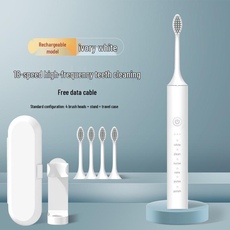 Unisex Rechargeable Ultrasonic Soft Bristle Electric Toothbrush for Home & Travel