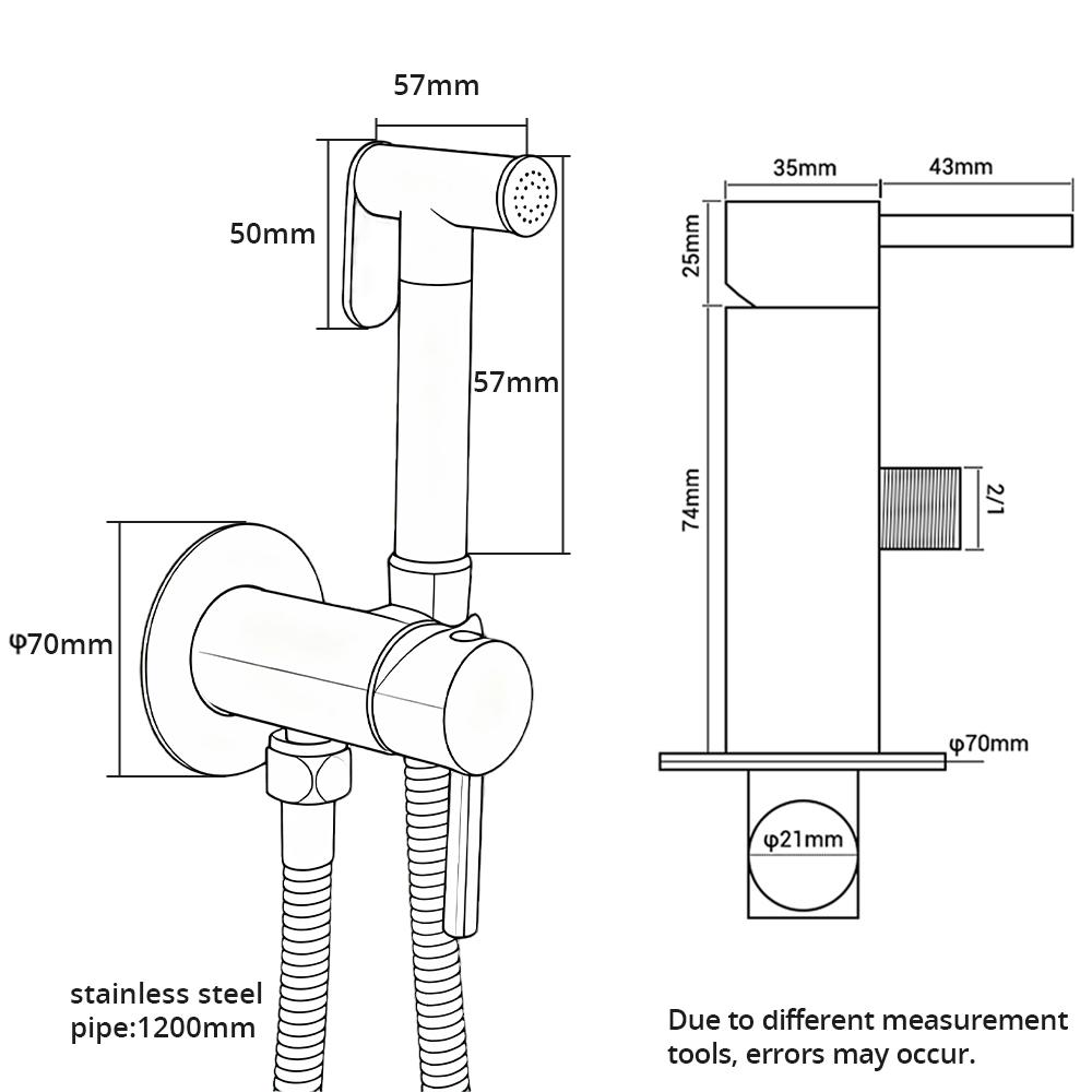Brushed Gold Brass Hand-held Wall-mounted Bathroom Kitchen Toilet Faucet with Stand Hybrid Hot And Cold Water Bidet Sprayer