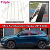 Chrome Carbon Fiber Black Door Window Center Middle Column BC Pillar Post Cover Mirror Effect Trim Sticker For Chevrolet Tracker
