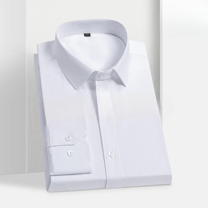 Shirt Men's Long Sleeved Middle-aged Young Business Casual Formal Wear Professional Wear Solid Color Cotton Slim Fit Shirts Men’s