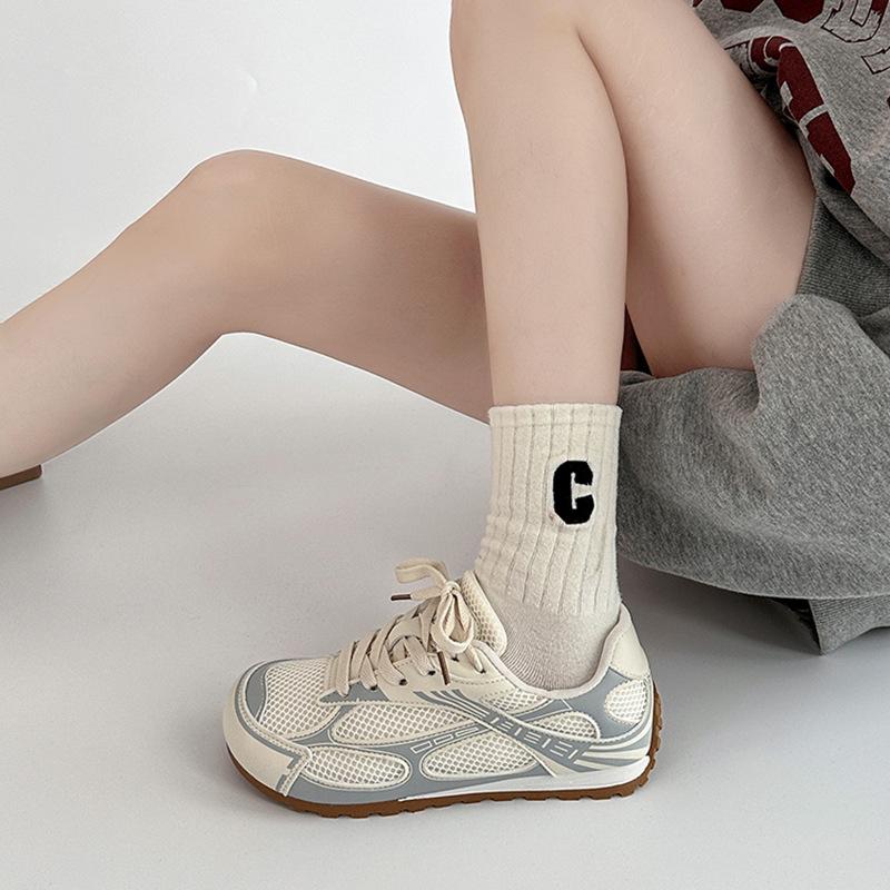 Fashion splicing casual lace-up sneakers summer retro lace-up soft-sided breathable mesh thick-soled women's German training shoes
