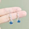 New Ruby Water Drop Long Earrings Women's High Texture Sapphire Earrings Ear Jewelry