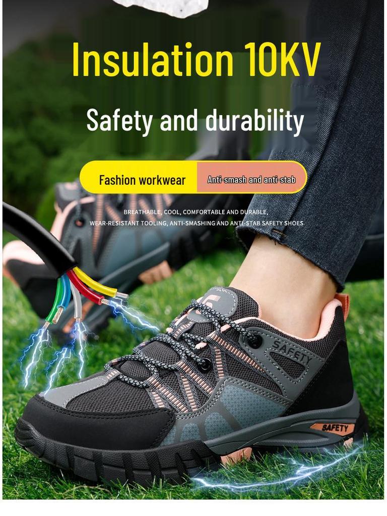 2025 Damen Atmungsaktive Isolierte Geruchshemmende Elektriker Schuhe mit Zehenschutzkappe aus Kunststoff, Anti-Quetsch- und Durchtrittsschutz
