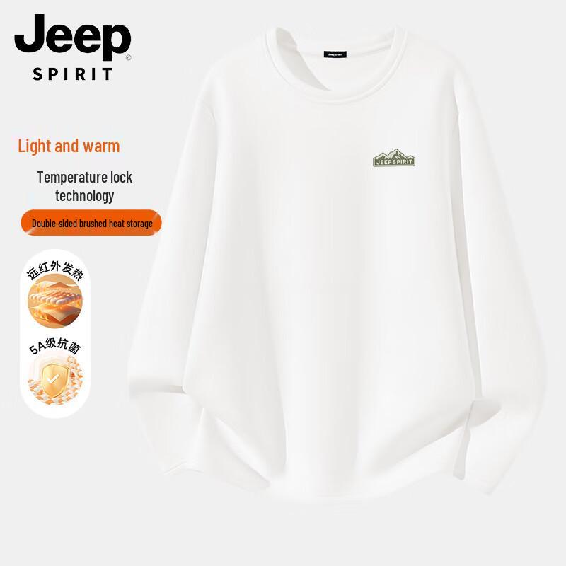 JEEP SPIRIT Men s Fleece Lined Mountain Logo Long Sleeve T-Shirt M