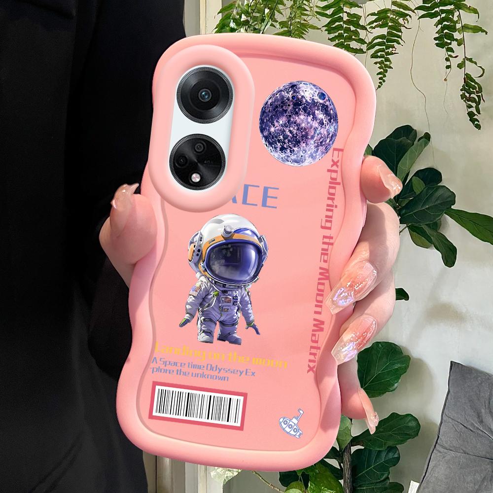 

Окрашенный узор Big Wave Edge Мягкий силиконовый материал Macaron чехол для телефона противоударный защитный резиновый чехол для OPPO Reno Realme Realme 12 5G розовый