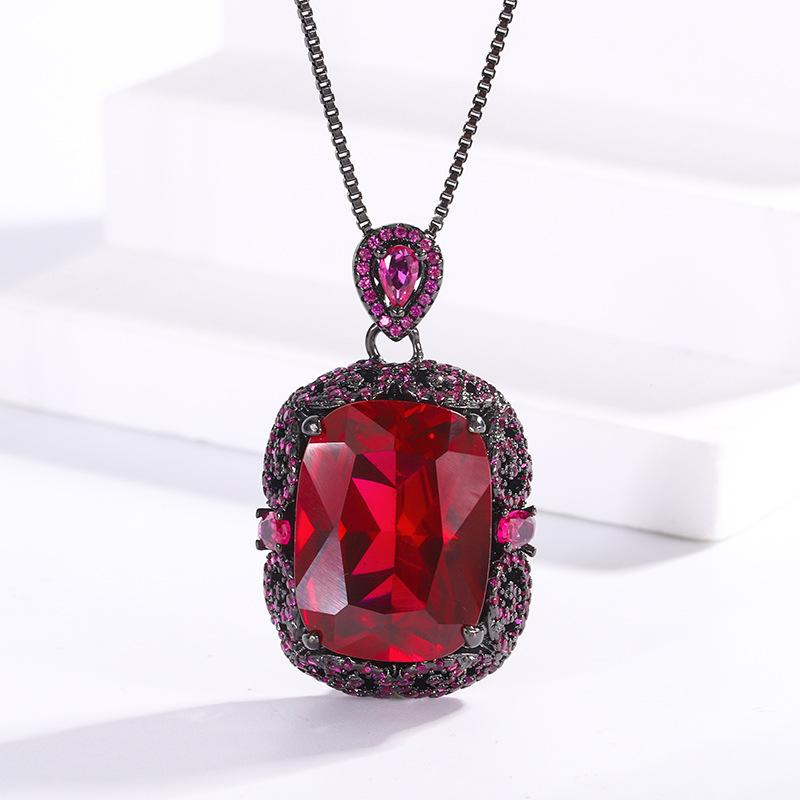 Jewelry Simulation Red Corundum Bird'S Nest Cut Black Gold Retro Set 15 * 20