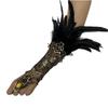Bracelet Plume Gant Plume Gothique Dentelle Dorée Creuse Manchette Dentelle
