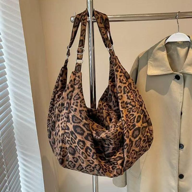 Yogodlns Large Leopard Shoulder Bags Women Fashion Big Packages Lazy Style Hobo Bags Autumn And Winter Leisure Or Travel Bags