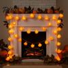 Flashing Orange Flower Lights Artificial Marigold String Lights, 20/40 LED Cempasuchil Garland Autumn Thanksgiving Party Decorations for Dia