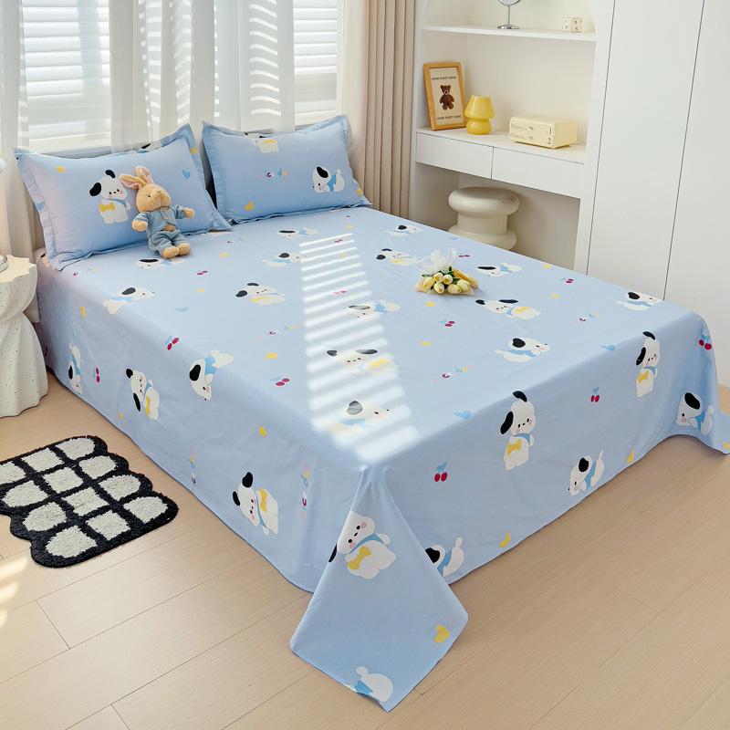 1 buc cearșaf de pat din bumbac 100% cu animale din desene animate lenjerie de pat dublu superior pentru fete, băieți, copii
