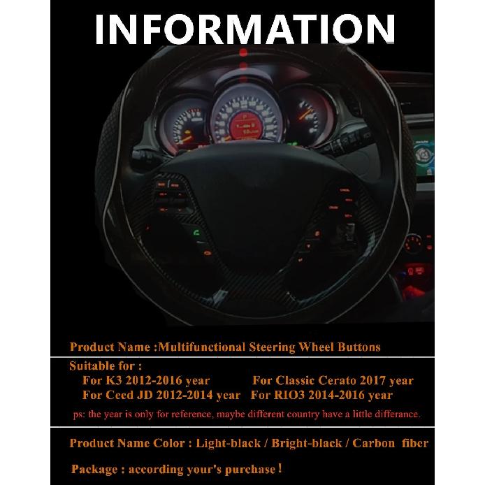 High quality Steering Wheel Switch Panel for Kia K3 K3S Cerato Ceed jd Rio 3 Steering Wheel Frame No Buttons