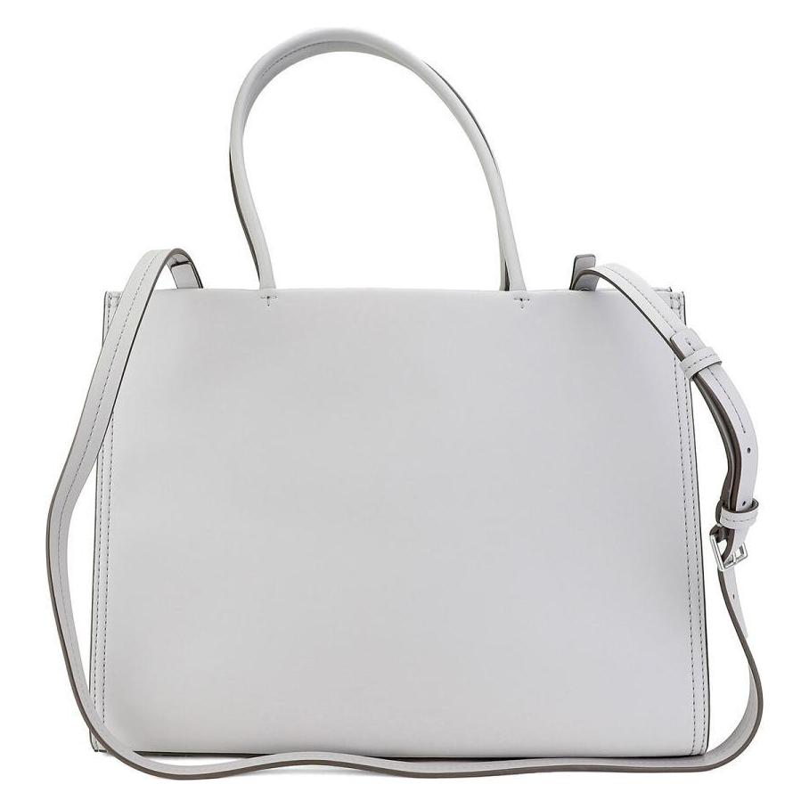 Tory Burch Ella Double T Embossed Logo Adjustable Detachable Shoulder Strap Leather Tote Shopping Bag Women Tote Bay-Grey 145612-029
