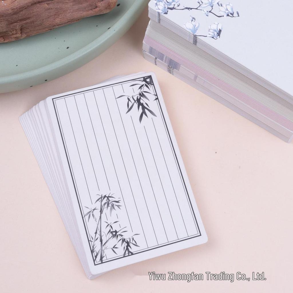 Marcadores de Livro em Branco DIY Estilo Chinês e Cartões com Grafite Pintados à Mão com Notas Adesivas (20 folhas)