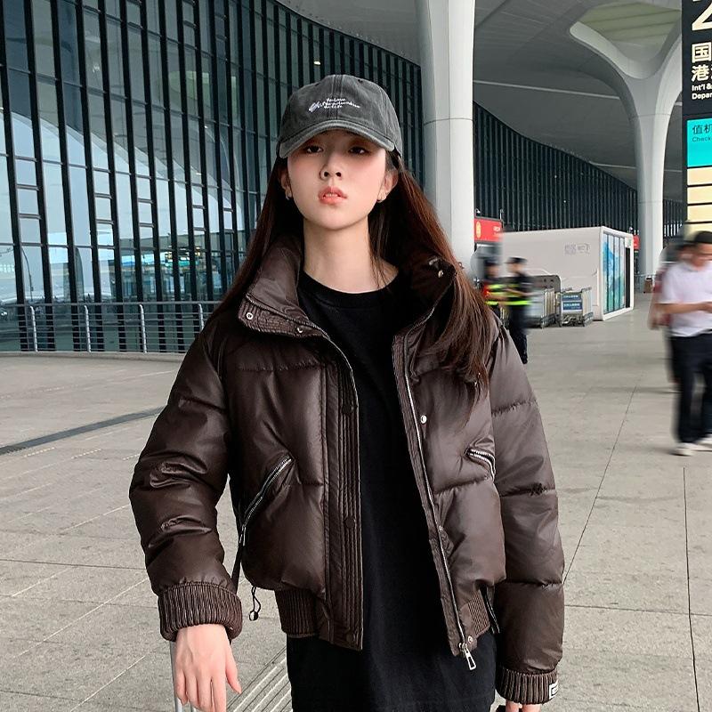 Fashion stand-up collar cotton-padded clothes Women's short knitted sleeves cotton-padded clothes Small men Winter loose cotton-padded jackets Tide