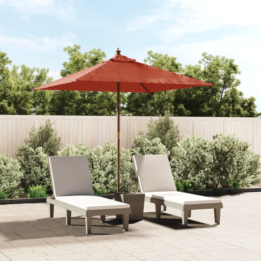Vidaxl Garden Parasol On Wooden Pole, Terracotta, 198X198X231 Cm