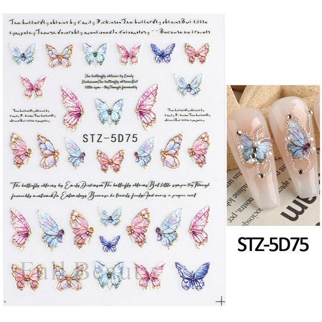Nail Art Sticker, Relief 5D Three-Dimensional Spring Pink Cherry Blossom Small Flower Adhesive Nail Sticker