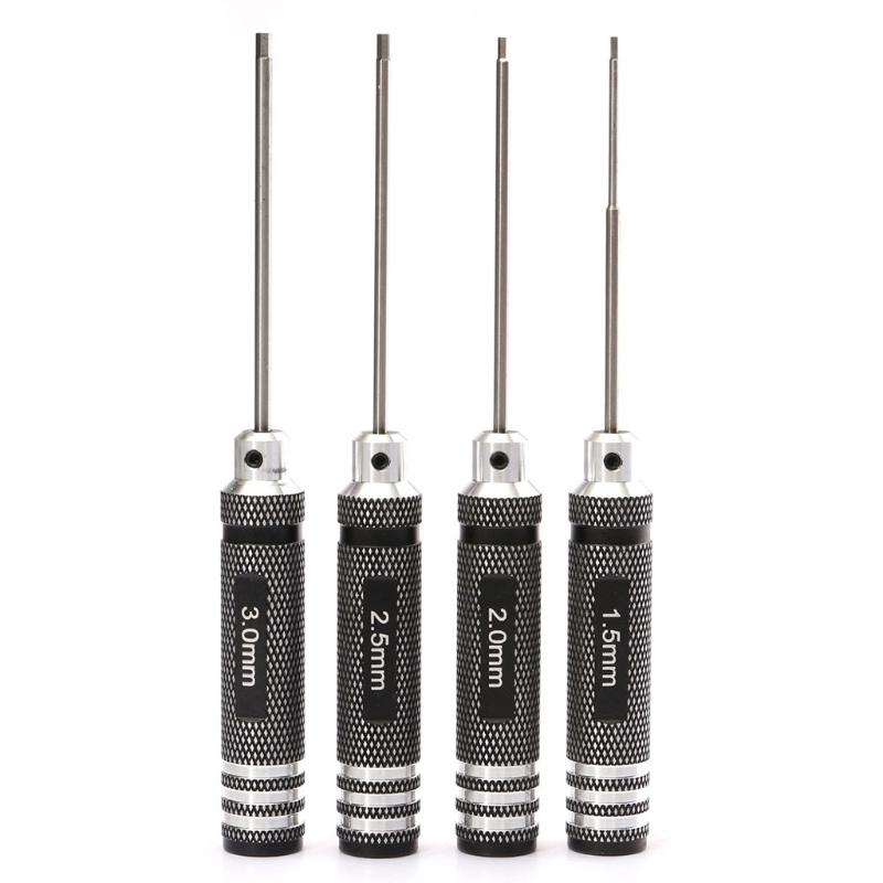 4Pcs/Set Allen Hex Screwdrivers H1.5mm/2.0mm/2.5mm/3.0mm Hexagon Screwdriver for Model Aircraft DIY Hand Tools