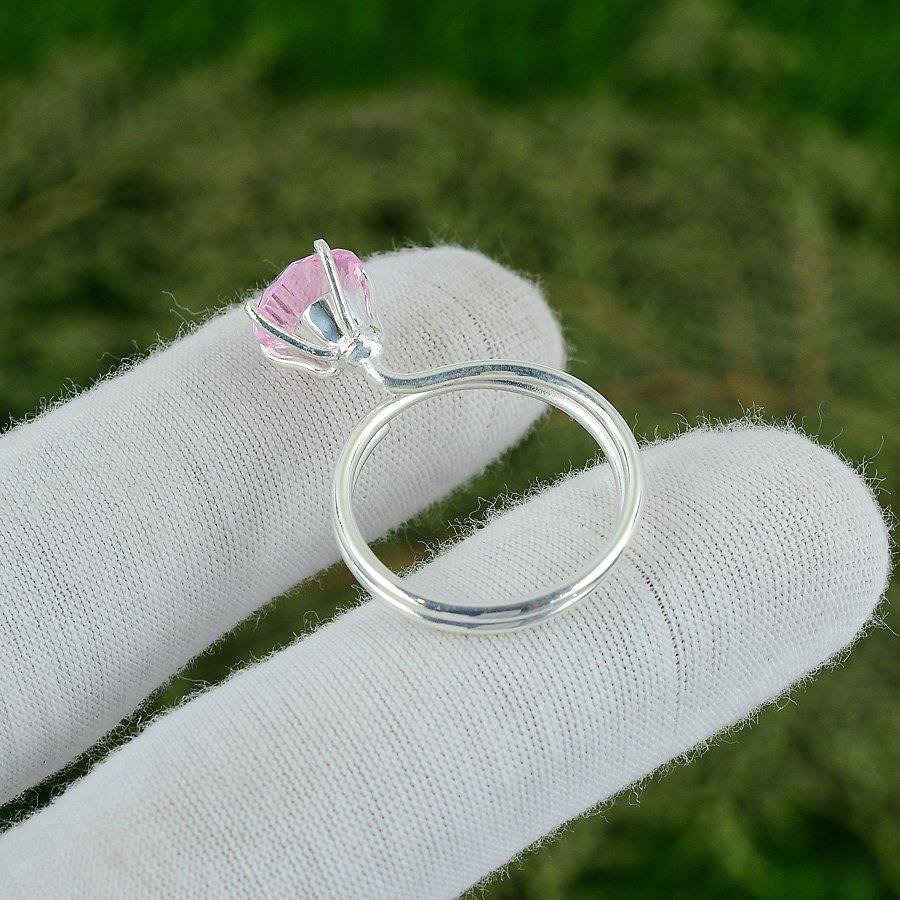 Mothers day Sale 925 Sterling Silver Pink Topaz Gemstone Promise Stackable Ring