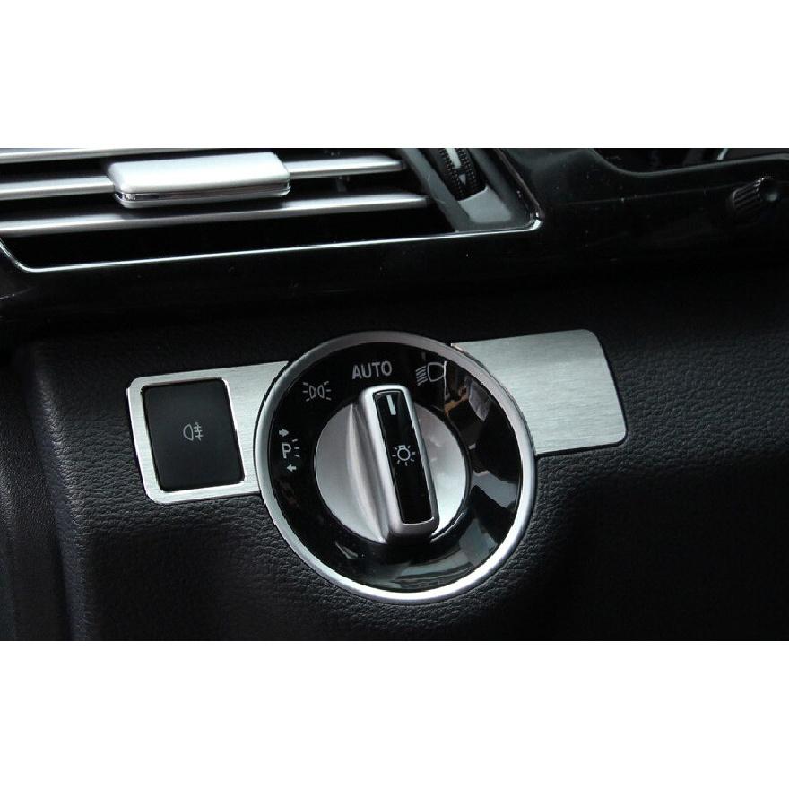 For Benz C-Class 2008-2014 Silver Alloy Headlight Button Control Cover Trim 2PCS