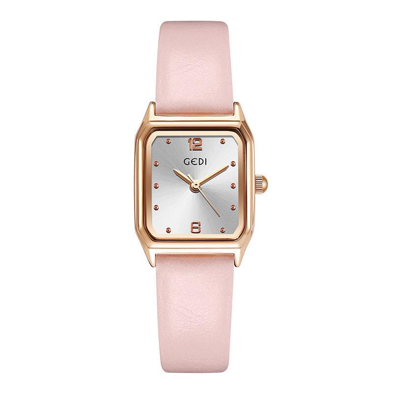 

Womens Fashion Square Watch With Quartz Movement Water Resistant For Teen Girls Pink