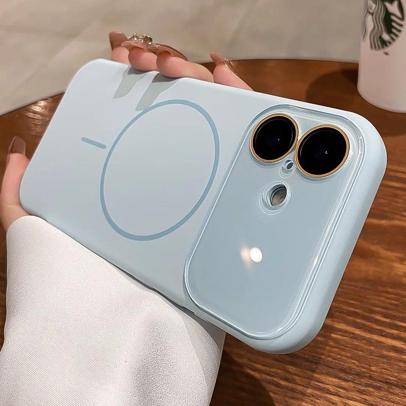 Orginal Liquid Silicone Crystal Camera Protect Case for IPhone 17Pro Max 16 15 14 13 12 11 Official for Magsafe Shockproof Cover