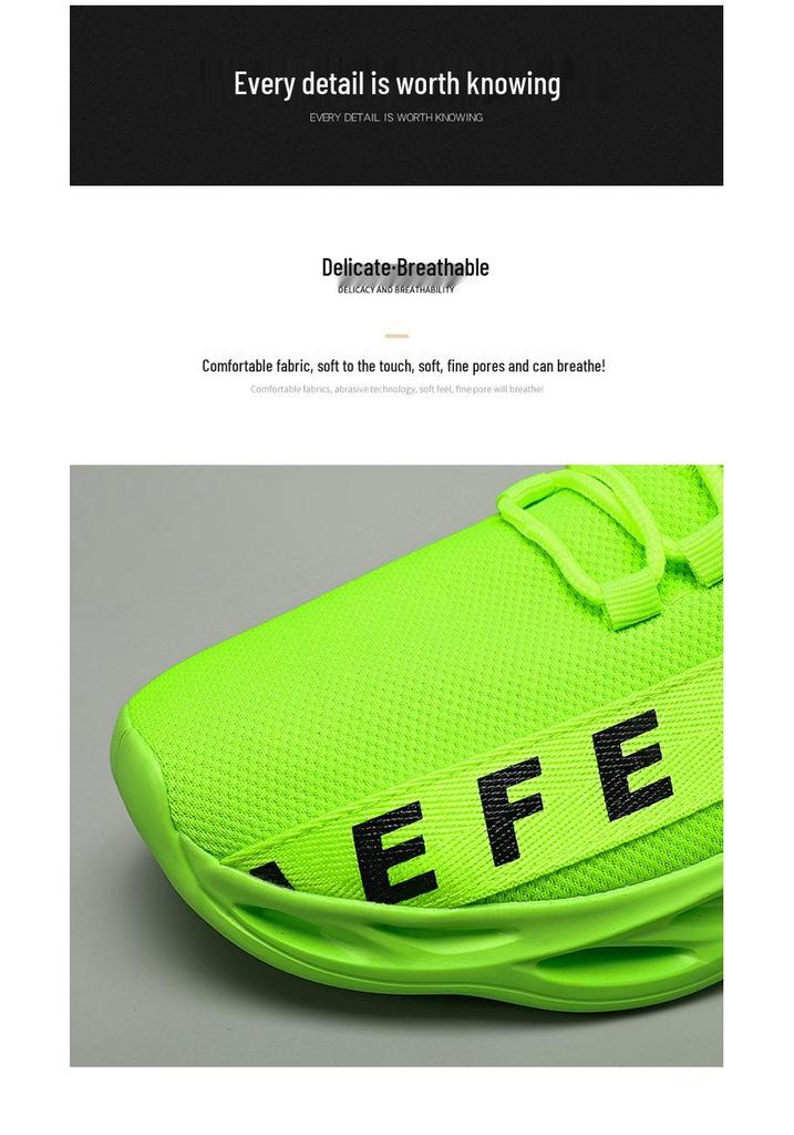7770 Men's Low-Top Blade Sole Running Shoes - Iridescent Mesh Upper, Large Size, Trendy & Casual for Spring/Summer Jogging